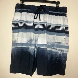 Mens Swim trunks shorts black white gray L
